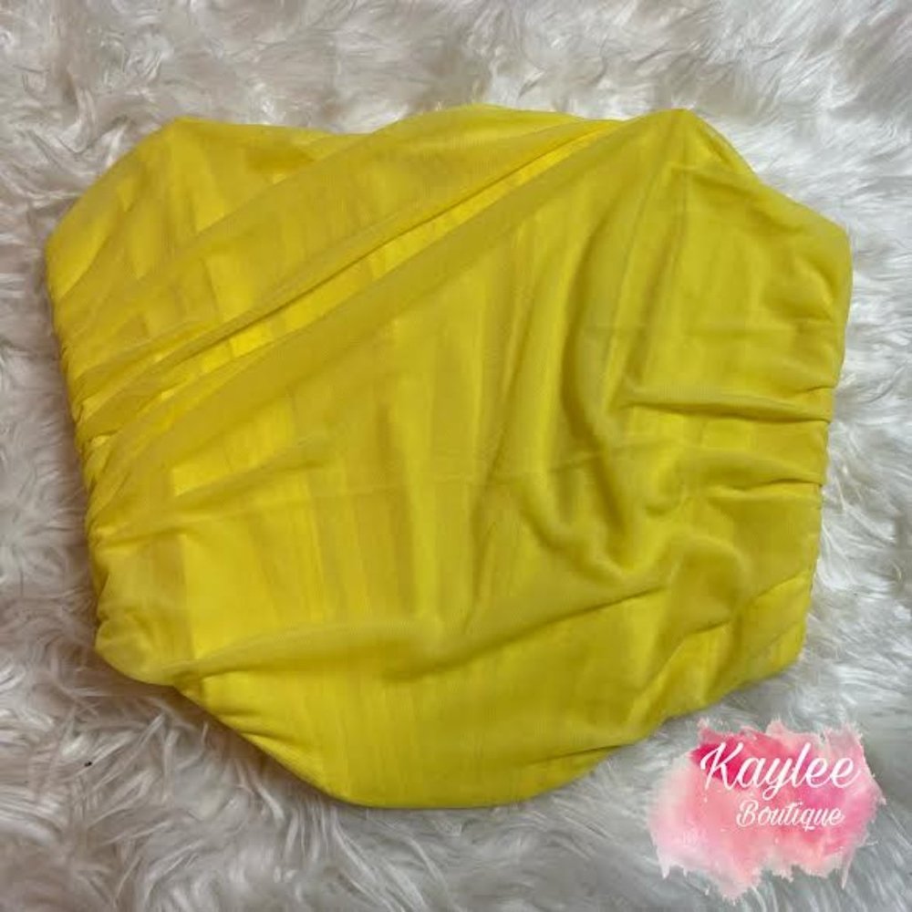 Yellow Strapless open back Zipper Blouse